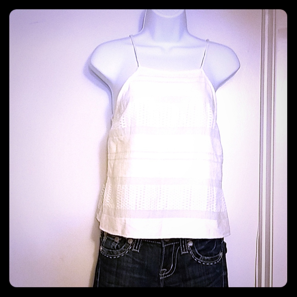 Cream sheer sleevless blouse